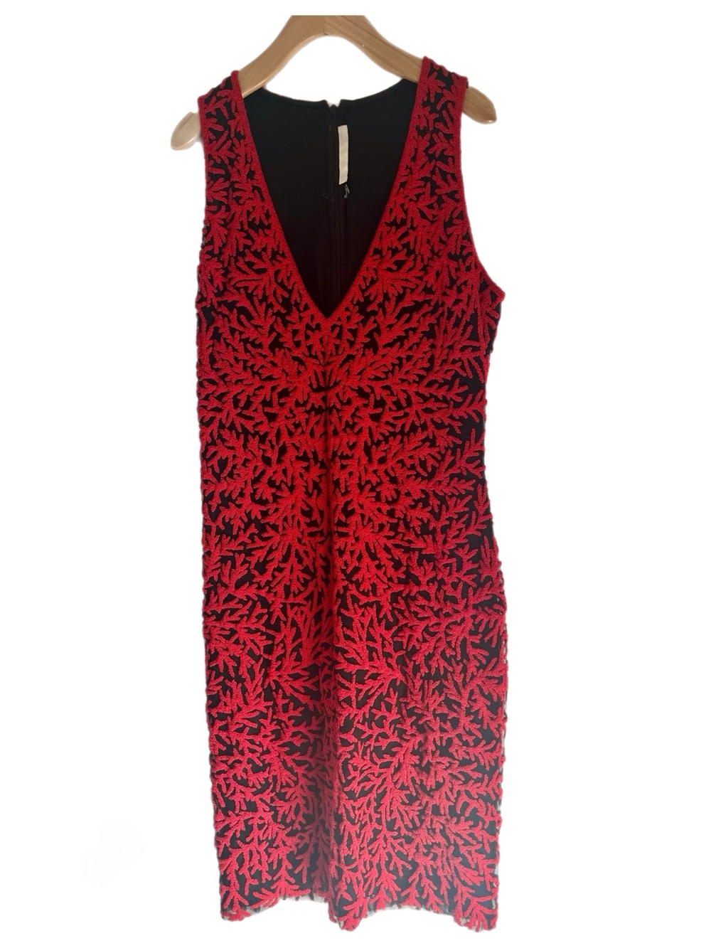 Sleeveless Red V-Neck Beaded Women's Dress
